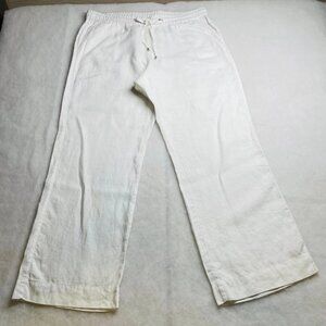 Tommy Bahama Womens White Lightweight Linen Drawstring Wide Leg Pants Size L
